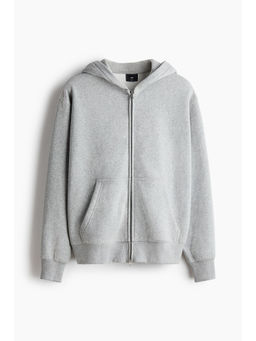 H&M - Men Grey Relaxed Fit Zip-through hooded Jacket