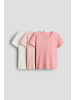H&M - Girls Multi-Color 3-pack cotton T-shirts