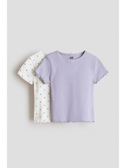 H&M - Girls Multi-Color 2-pack ribbed cotton T-shirts