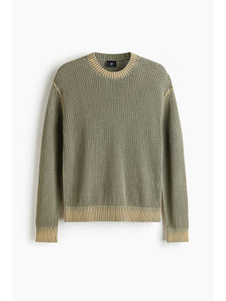 H&M - Men Green Loose Fit Hole-knit cotton jumper