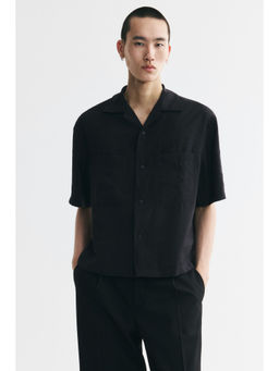 H&M - Men Black Relaxed Fit Modal-blend resort shirt