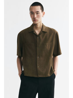 H&M - Men Olive Relaxed Fit Modal-blend resort shirt
