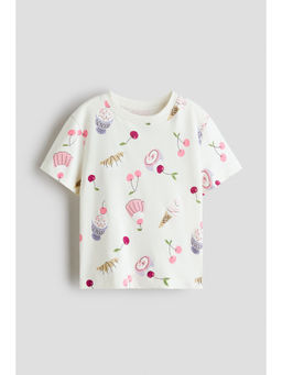 H&M - Girls White Printed T-shirt