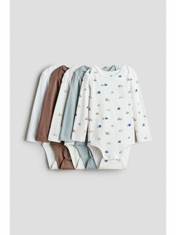 H&M - Boys Multi-Color 5-pack cotton envelope-neck bodysuits