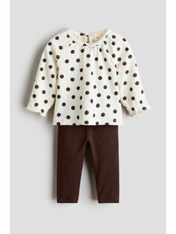 H&M - Girls White 2-piece cotton set