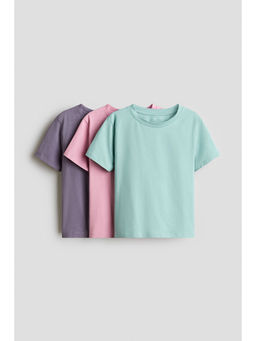 H&M - Girls Multi-Color 3-pack cotton T-shirts