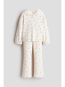 H&M - Girls Beige 2-piece rib-knit Co-ord Set