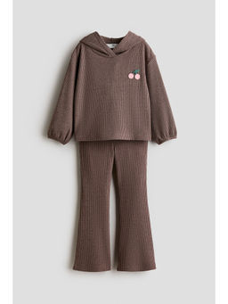 H&M - Girls Brown 2-piece rib-knit Co-ord Set