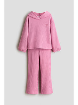 H&M - Girls Pink 2-piece rib-knit Co-ord Set