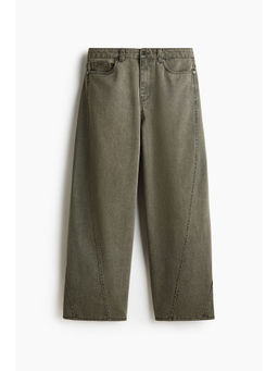 H&M - Men Green Loose Wide Twisted-seam jeans