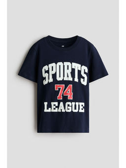 H&M - Boys Navy Blue Printed T-shirt