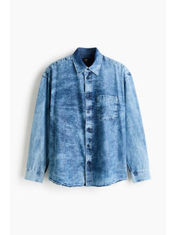 H&M - Men Blue Relaxed Fit Washed denim shirt