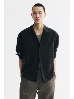H&M - Men Black Relaxed Fit Long-sleeved resort shirt
