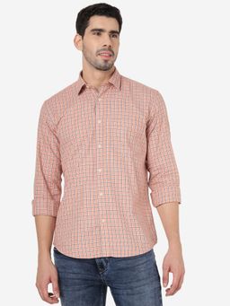 Greenfibre - Mens Checked Pink Regular Fit Full Sleeve Semi Casual Shirt