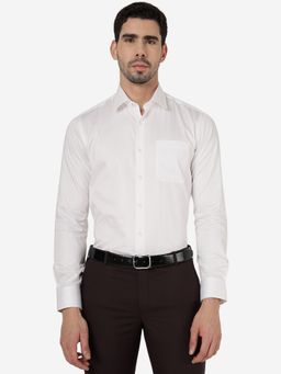 JadeBlue - Mens Solid White Slim Fit Full Sleeve Formal Shirt