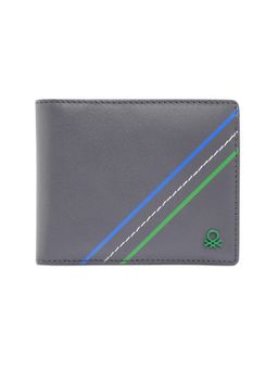 United Colors of Benetton - Men Habry Leather Global Coin Wallet - Grey