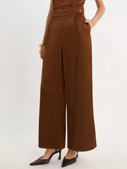 Pomelo - High Waist Wide Leg Pants - Brown