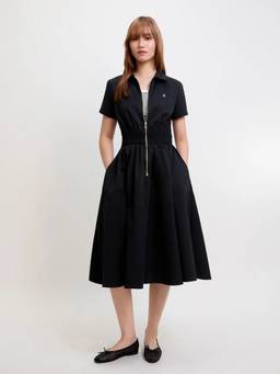 Pomelo - Zip Shirt Midi Dress - Black