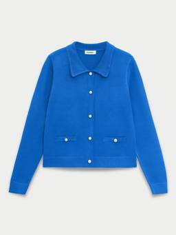 Pomelo - Collared Knit Cardigan - Royal Blue