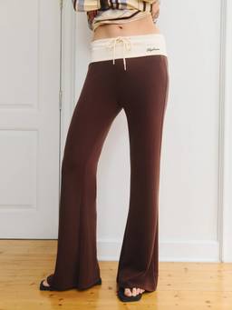 Pomelo - Fold Over Waist Drawstring Pants - Brown