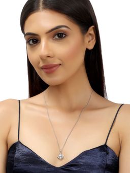 Accessher - Silver Plated American Diamond Claw Shaped Pendant Necklace