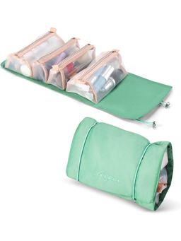 Awestuffs - Green 4 In 1 Detachable Roll-Up Makeup Bag