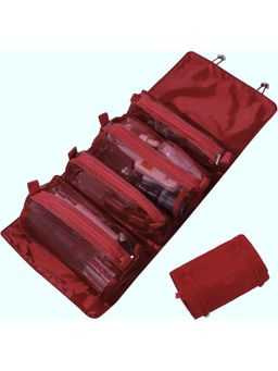 Awestuffs - Maroon 4 In 1 Detachable Roll-Up Makeup Bag