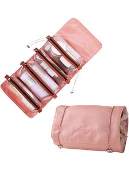 Awestuffs - Pink 4 In 1 Detachable Roll-Up Makeup Bag