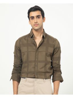 Rare Rabbit - Boxlines Solid Self Jacquard Shirt Olive