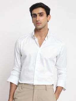 Rare Rabbit - Comor Satin Stretch Solid Shirt White