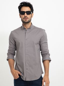 Rare Rabbit - Coxx Cotton Stretch Solid Shirt Grey