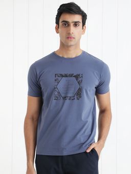 Rare Rabbit - Creswen Graphic Printed T-Shirt Blue