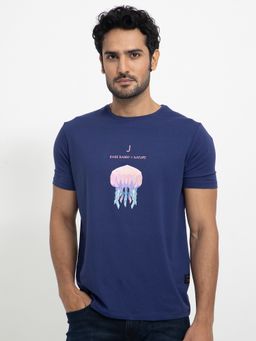 Rare Rabbit - Cubana Graphic Printed T-Shirt Navy Blue