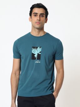 Rare Rabbit - Dixie Smart Logo Graphic T-Shirt Teal