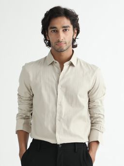 Rare Rabbit - Gazan Dobby Self Striped Shirt Beige