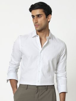 Rare Rabbit - Gazan Dobby Self Striped Shirt White