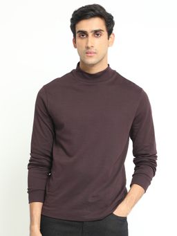 Rare Rabbit - Mania Essential High Neck Sweatshirt Brown
