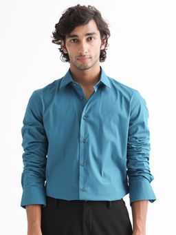 Rare Rabbit - Neutrons Premium Cotton Stretch Shirt Teal
