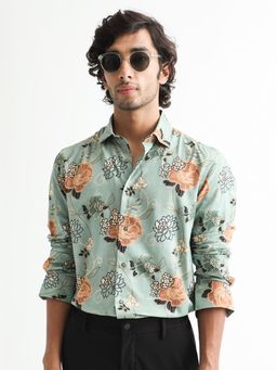 Rare Rabbit - Nord Floral Print T-Shirt Green