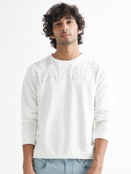 Rare Rabbit - Oren Smart Graphic Printed Sweatshirt Off White