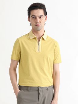 Rare Rabbit - Panel Melange Polo T-Shirt with Contrast Collar Yellow