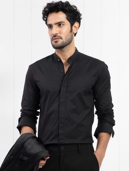 Rare Rabbit - Pristina Mandarin Collar Shirt Black