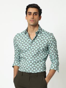 Rare Rabbit - Rhone Geometric Print T-Shirt Turquoise