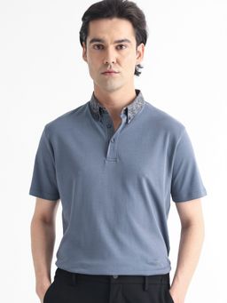 Rare Rabbit - Ringer 1 Stylish Printed Collar Polo T-Shirt Grey