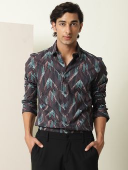 Rare Rabbit - Stria Abstract Print T-Shirt Brown