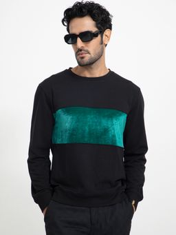 Rare Rabbit - Tide Cut & Sew Velvet Sweatshirt Black