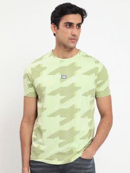 Rare Rabbit - Venus Round Neck Graphic T-Shirt Green