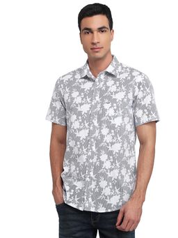ColorPlus - Regular Fit Printed Medium White Shirt