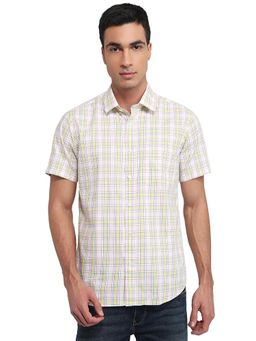ColorPlus - Regular Fit Checkered Light Yellow Shirt