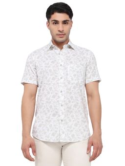 ColorPlus - Regular Fit Printed Medium Grey Shirt